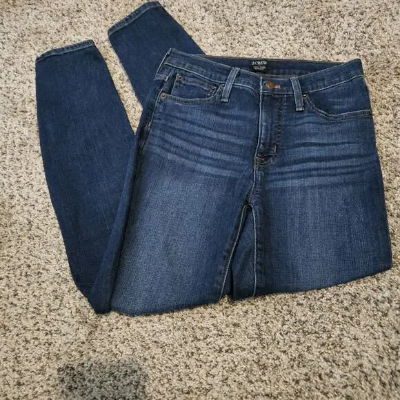 J.Crew Women's High Rise Skinny Jeans Dark Wash Stretch Denim Sz 26 - Picture 1 of 8
